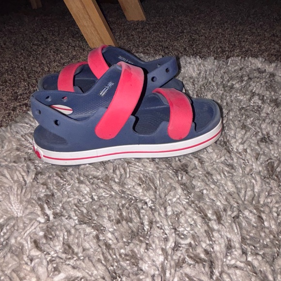 CROCS Blue and Rd Sandals with Slip-On Comfort Velcro closure gently used - Picture 3 of 3